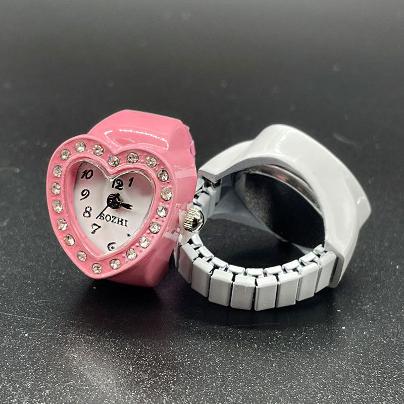 Venta al por mayor Corazón Diamante Anillos De Acero Inoxidable Reloj